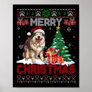 Frohe Weihnachten Alaskan Malamute Dog Lover Ugly  Poster