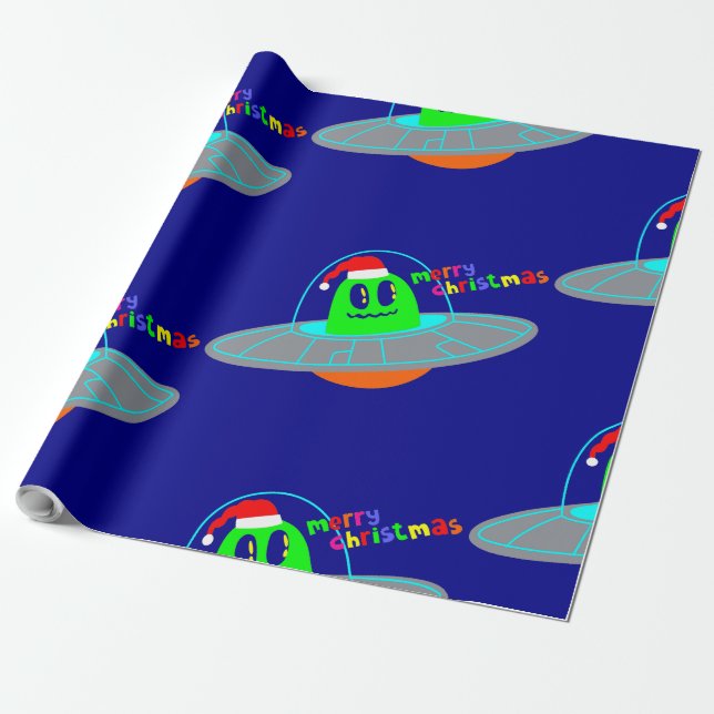 frohe Weihnachten Alien Santa scifi Geschenkpapier (Ungerollt)