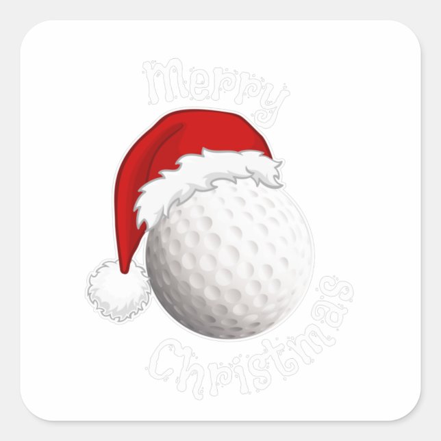 Frohe Weihnachten alle Golffans und Golfspieler Quadratischer Aufkleber (Vorderseite)
