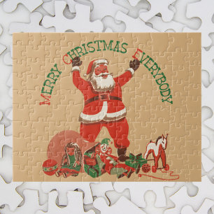 Frohe Weihnachten allen! Vintage-Weihnachtsmann Puzzle