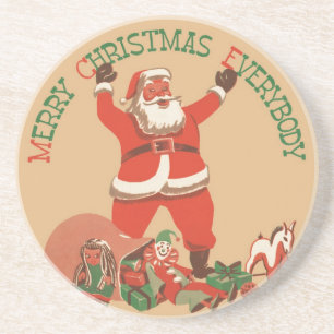 Frohe Weihnachten allen! Vintage Weihnachtsmann Untersetzer