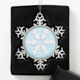 Frohe Weihnachten! Alles Gute zum neuen Jahr! Wei Schneeflocken Zinn-Ornament