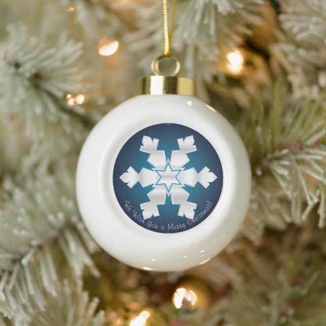 Frohe Weihnachten! Alles Gute zum neuen Jahr! Weiß Keramik Kugel-Ornament (Baum)