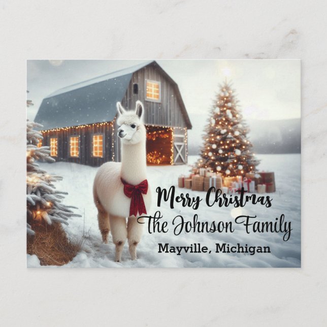 Frohe Weihnachten Alpaca Personalisiert Postkarte (Vorderseite)