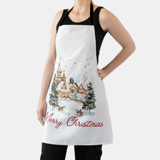 Frohe Weihnachten alter Jahrgang Weihnachts-Illust Schürze (InSitu)