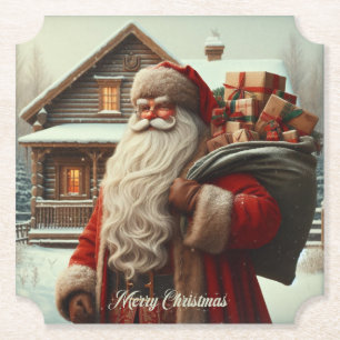 Frohe Weihnachten alter Santa Untersetzer