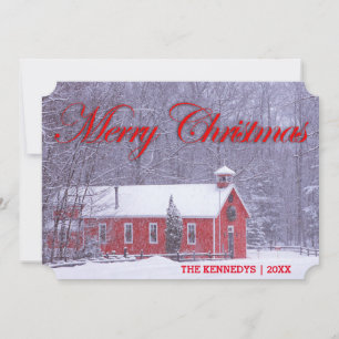 Frohe Weihnachten - Altes Red Schoolhouse in Snowf