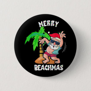 Frohe Weihnachten am Strand im Juli Funny Santa Xm Button