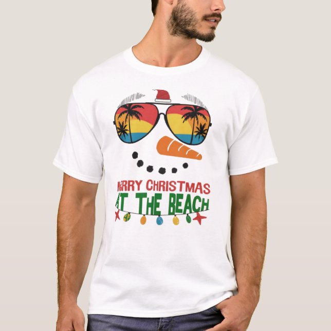 Frohe Weihnachten am Strand Tropical Hawaii T-Shirt (Vorderseite)