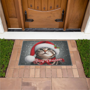 Frohe Weihnachten American shorthair Cat , Santa C Fußmatte