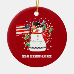 Frohe Weihnachten Amerika. Custom Christmas Keramik Ornament
