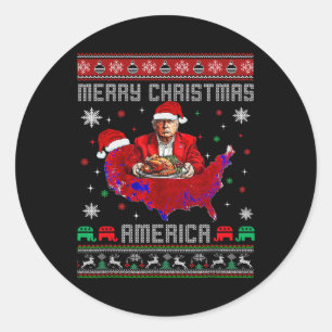 Frohe Weihnachten Amerika Donald Trump deckt Weihn Runder Aufkleber
