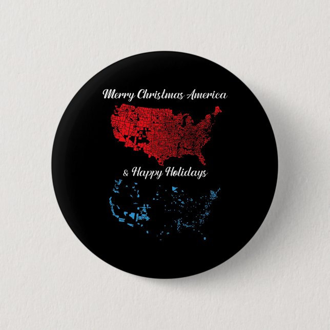 Frohe Weihnachten Amerika und glückliche Feiertage Button (Vorderseite)