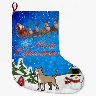 Frohe Weihnachten Amerikaner Pitbull Terrier Großer Weihnachtsstrumpf