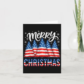 Frohe Weihnachten Amerikanische Flagge Bäume Winte Karte