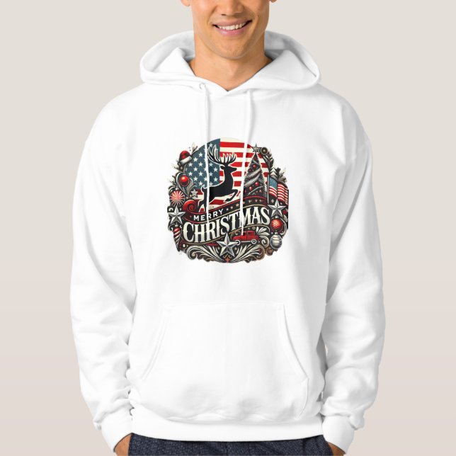 Frohe Weihnachten amerikanischer Stil Hoodie (Vorderseite)