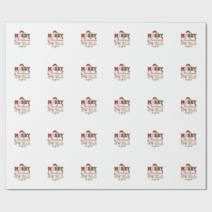 Frohe Weihnachten an alle Santa Hut Blitzsterne Geschenkpapier