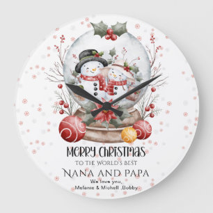 Frohe Weihnachten an die besten Großeltern der Wel Große Wanduhr