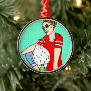 Frohe Weihnachten an einen Hinterhof-Hühner-Hobbyi Ornament Aus Metall