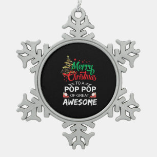 Frohe Weihnachten an einen Pop Pop von Great Phant Schneeflocken Zinn-Ornament