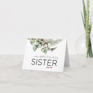 Frohe Weihnachten an meine Schwester Niedlich Wood Karte