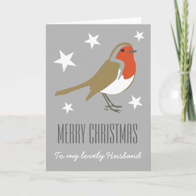 Frohe Weihnachten an My Lovely Ehemann Robin Card (Vorderseite)