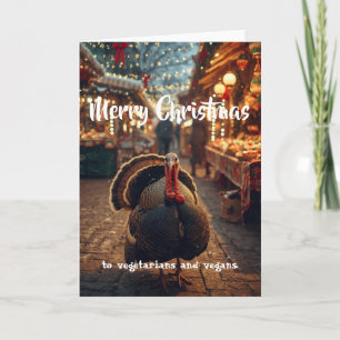 Frohe Weihnachten an Vegetarier und Veganer. Karte