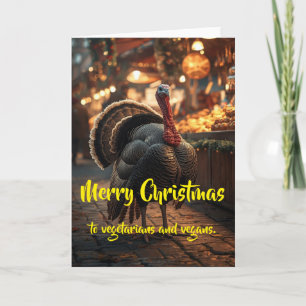 Frohe Weihnachten an Vegetarier und Veganer. Karte
