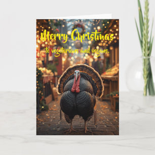Frohe Weihnachten an Vegetarier und Veganer. Karte