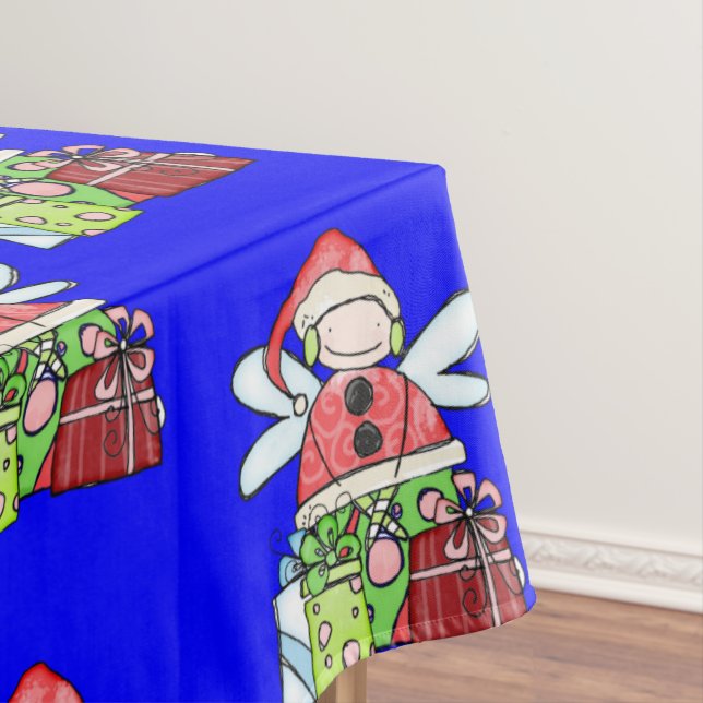 Frohe Weihnachten Angel Blue Tablecloth Tischdecke (Beispiel)