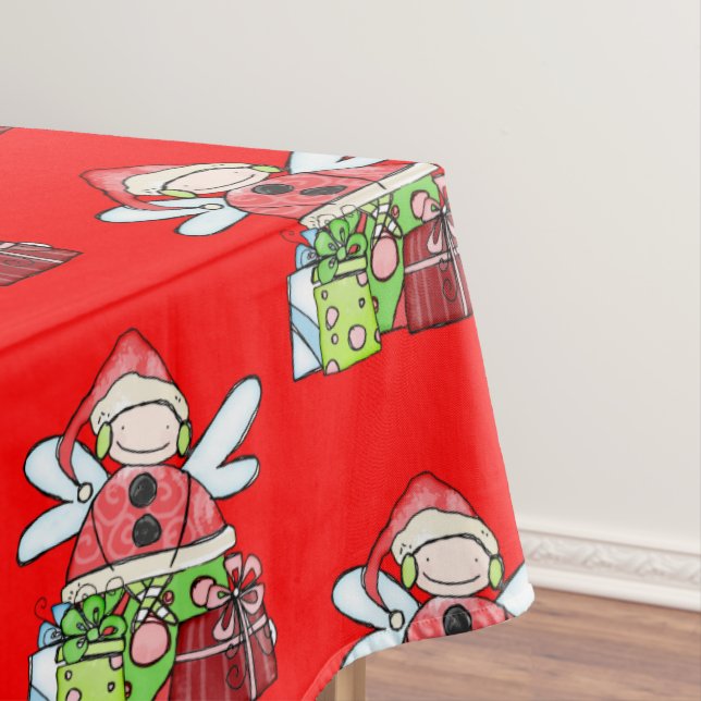 Frohe Weihnachten Angel Red Tablecloth Tischdecke (Beispiel)