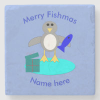 Frohe Weihnachten Angeln Pinguin Stone Untersetzer
