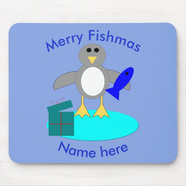 Frohe Weihnachten Angelpinguin Mousepad (Vorne)