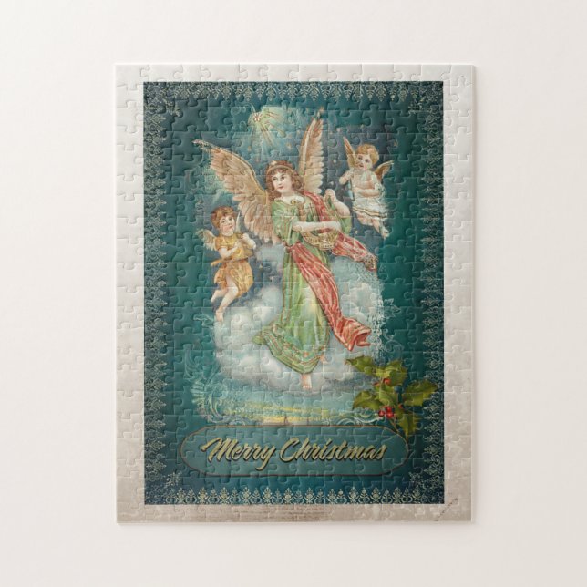 Frohe Weihnachten, Angels Retro Puzzle (Vertikal)
