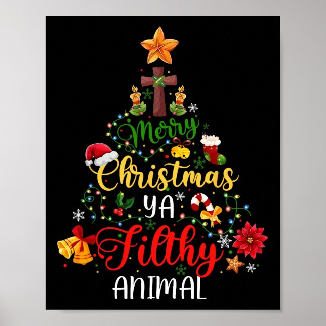 Frohe Weihnachten Animal Filthy Ya Funny Xmas Fami Poster (Vorne)