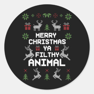 Frohe Weihnachten Animal Filthy Ya Runder Aufkleber