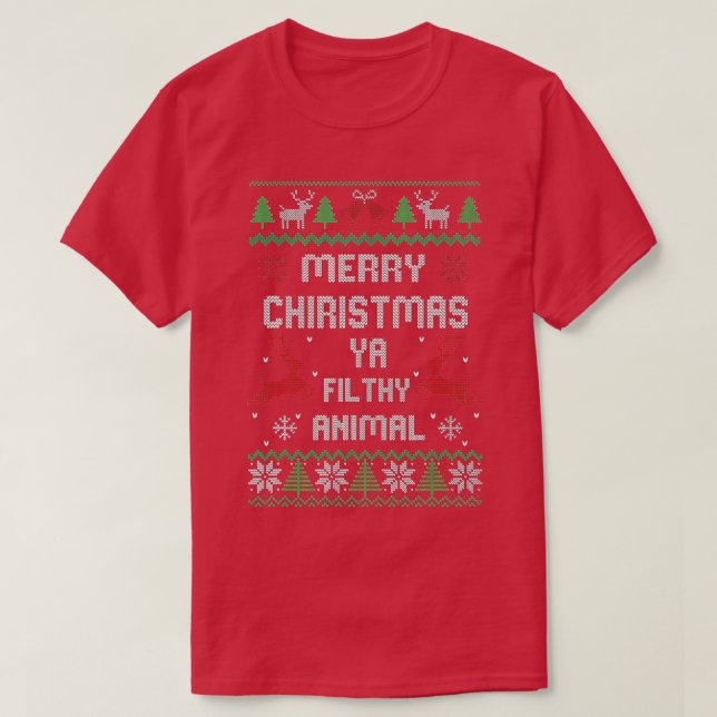 Frohe Weihnachten Animal Filthy Ya T-Shirt (Design vorne)