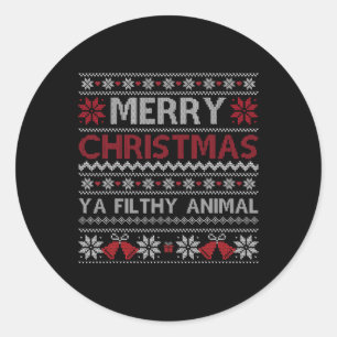 Frohe Weihnachten Animal Filthy Ya Ugly Style Xmas Runder Aufkleber