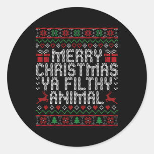 Frohe Weihnachten Animal Filthy Ya Xmas Familie Pa Runder Aufkleber
