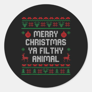 Frohe Weihnachten Animal Filthy Ya Xmas Familie Pa Runder Aufkleber