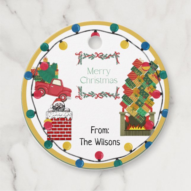 Frohe Weihnachten Anpassbare Krawatte auf Geschenk Geschenkanhänger (Vorderseite)