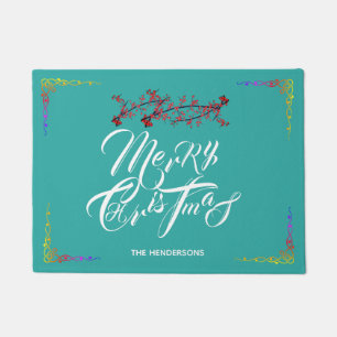 Frohe Weihnachten aquamarin - Fußmatte
