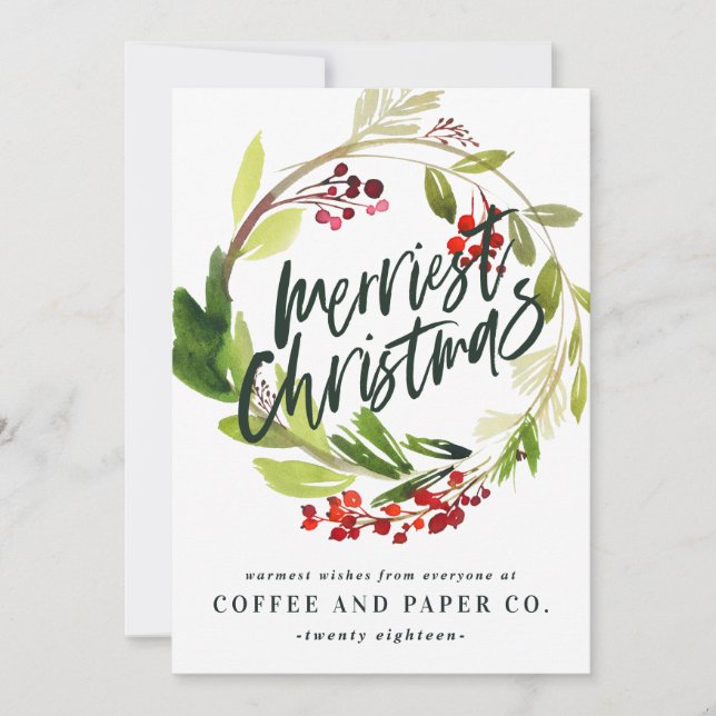 Frohe Weihnachten Aquarellblumen Unternehmen (Vorderseite)