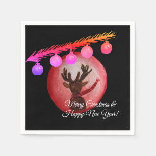 Frohe Weihnachten, Aquarellrotwild Servietten des