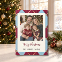Frohe Weihnachten Argyle Ein-Foto-Familienkarte