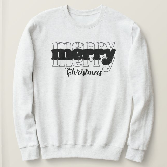 Frohe Weihnachten: Ash & Black Modern Script Urlau Sweatshirt (Design vorne)