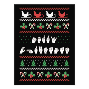 Frohe Weihnachten - ASL American Sign Language I Fotodruck