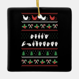 Frohe Weihnachten - ASL American Sign Language I Keramikornament