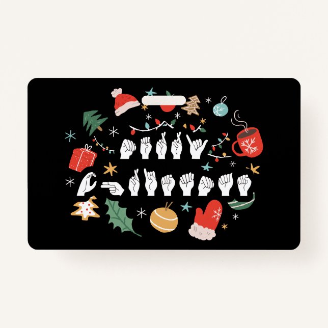 Frohe Weihnachten - ASL American Sign Language III Ausweis (Vorderseite)