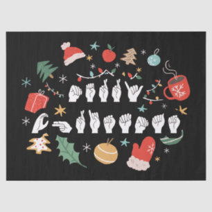 Frohe Weihnachten - ASL American Sign Language III Seidenpapier